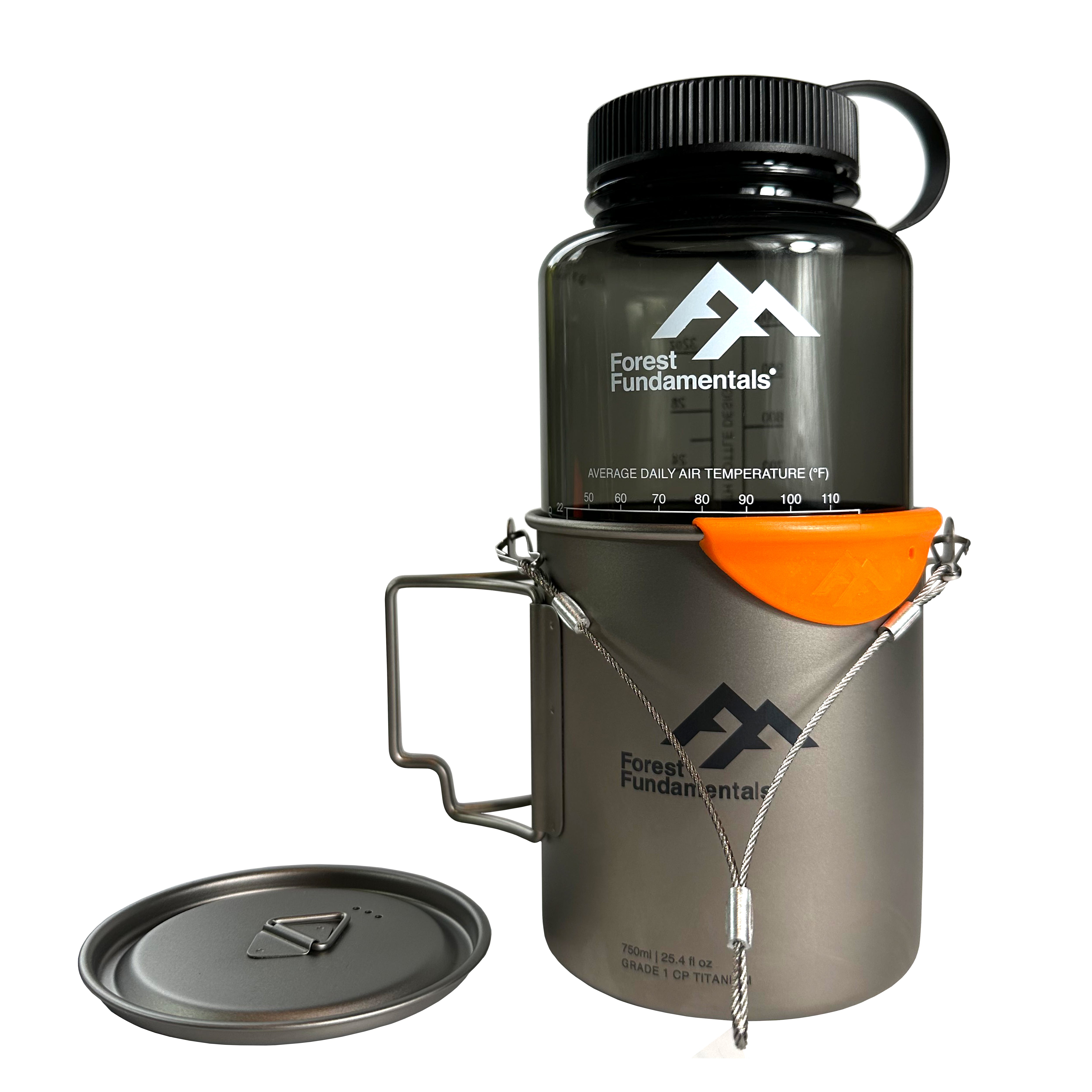 Gr1 Titanium 750ml (25fl oz) Cups & 1000ml (32oz fl) Nesting Bottles